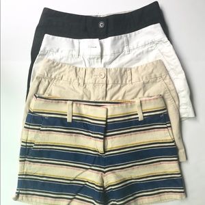 The Loft Size 0 set of four shorts. 4 inch inseam